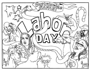 Labor Day coloring sheet Sustainable Safari 2023
